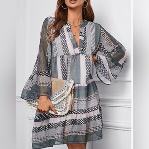 Women’s V-Neck Tunic Dress – XL